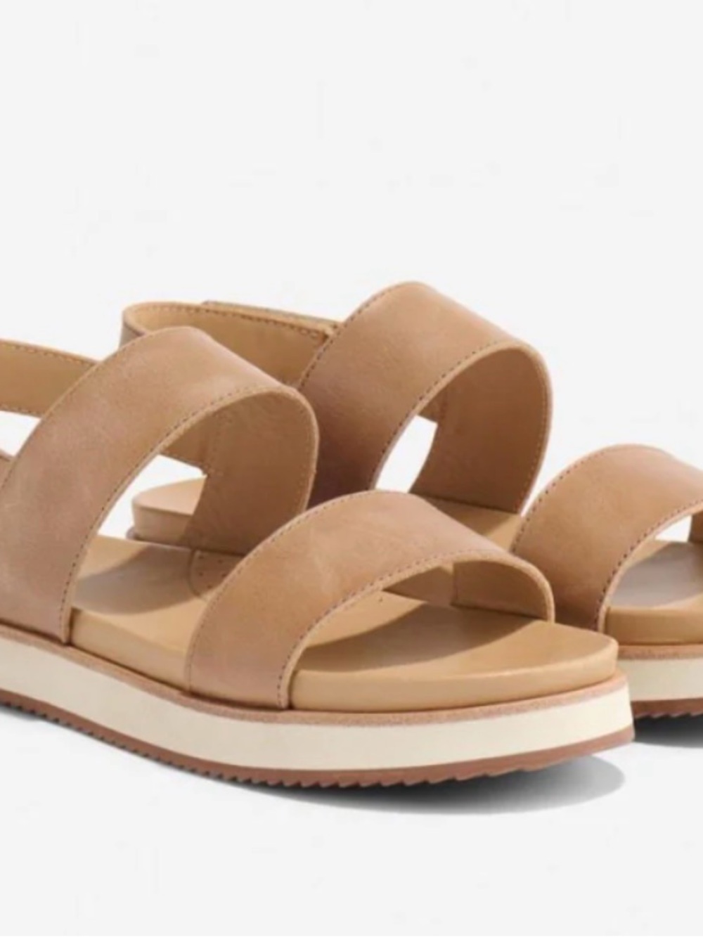 Nisolo Go-To Flatform Double-Strap Sandals in Almond